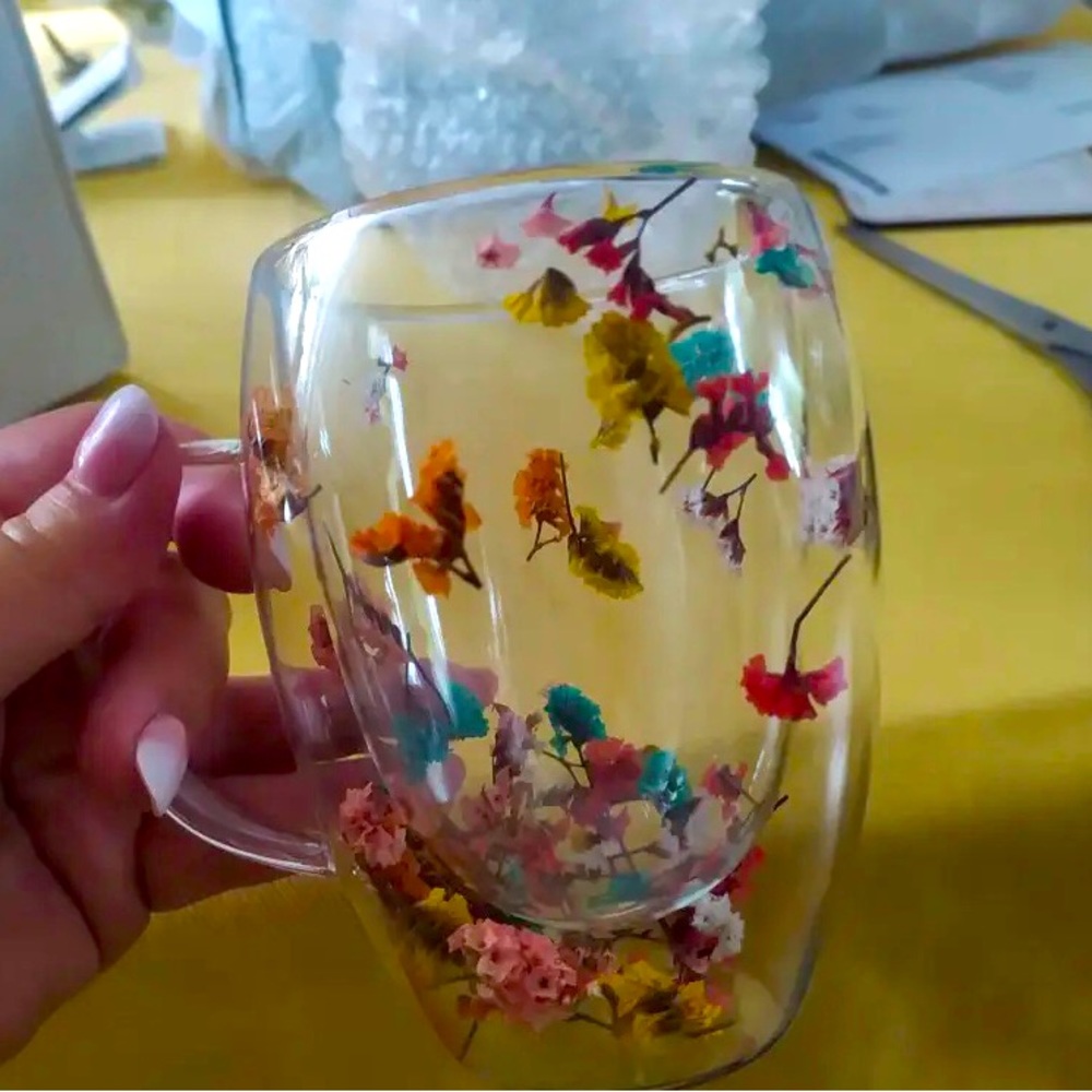Dry flower double wall glass cup 350ml